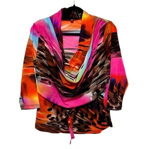 Juliette Y2K Nightlife Dopamine Dressing Draped Neck Top Womens Sz L  2000s Glam